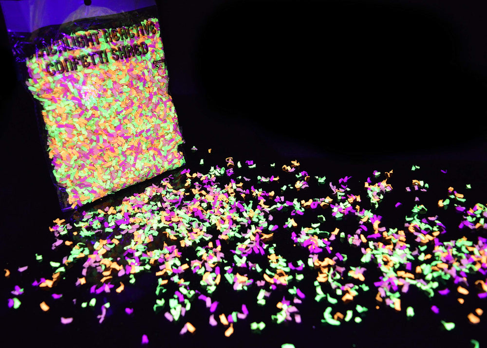 Blacklight Reactive Neon Confetti Bright Flourescent Colors Glows with UV Light Party Favors, Decorations, Birthday Parties (2oz)