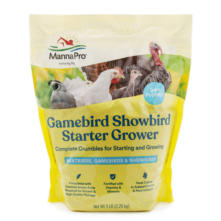 Manna Pro Gamebird Showbird Crumbles, Healthy Poultry Feed, Formulated with Vitamins & Minerals, 5 lbs