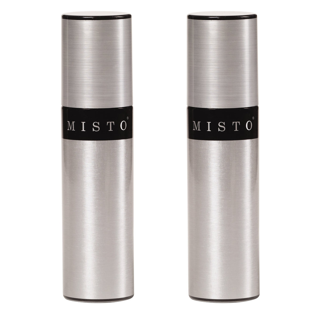 Misto Aluminum Oil Sprayer, Set of 2, Versatile Refillable Aerosol Sprayers for Olive Oil, Vinegar, Lemon Juice, Dressings, and More, Ideal for Cooking, BBQ, and Air Fryers