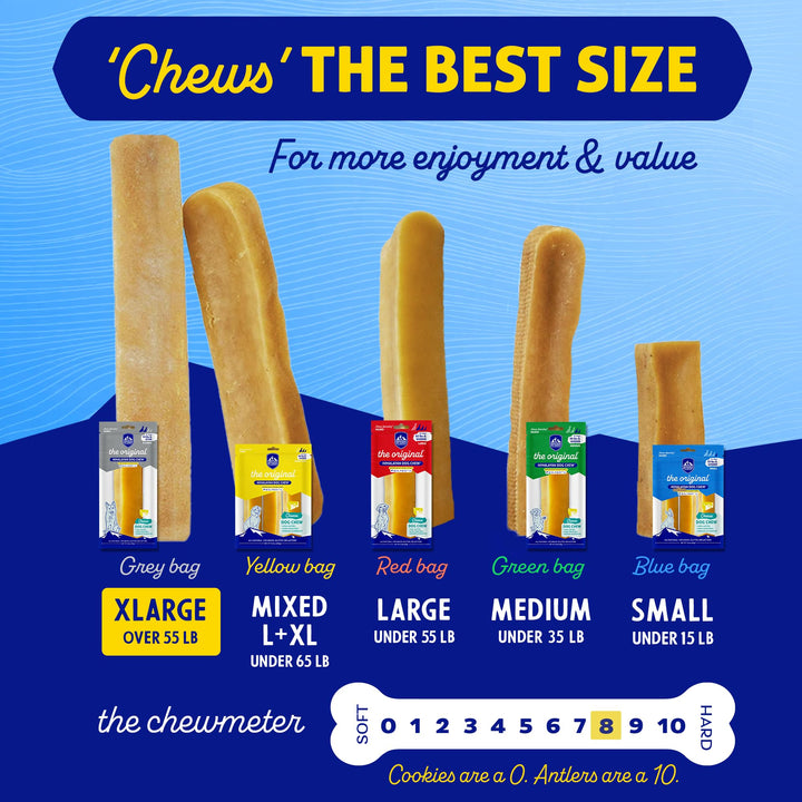 Original Yak Cheese Dog Chew, 1 X-Large Stick, 5.3 oz, Gluten Free, Healthy Dog Treats, Grain &amp; Lactose Free 100% Natural, Long Lasting Dog Chews for Dogs Over 55 lbs