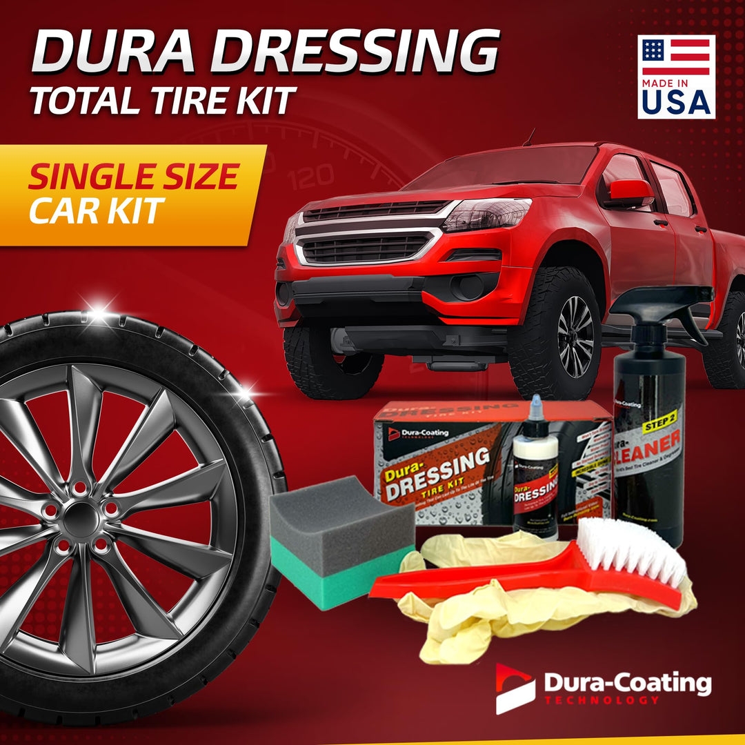 , Dressing Total Tire Kit - Single Size Car Kit - Tire Dressing, Cleaning and Restoration Kit for Cars - High Gloss Coating to Renew and Protect Your Tires - Made in USA