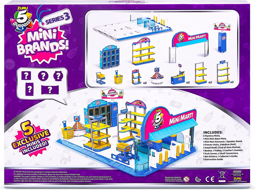 Mini Brands Mini Mart Playset Series 3 by ZURU with 5 Exclusive Mystery Mini Brands, Store and Display Your Mini Collectibles Collection!