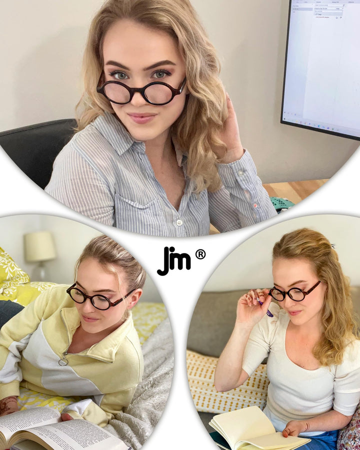 JM Set of 4 Retro Round Reading Glasses Spring Hinge Re