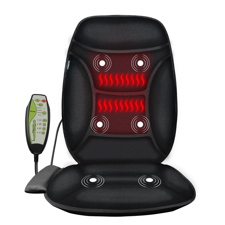 Rilextec Back Massager for Back Pains, Soft Memory Foam Back Massager with Heat for Chair or Home Couch, Heating Pad for Back with 6 Vibration Motors, Massage Seat Cushion for Lower Back Thighs