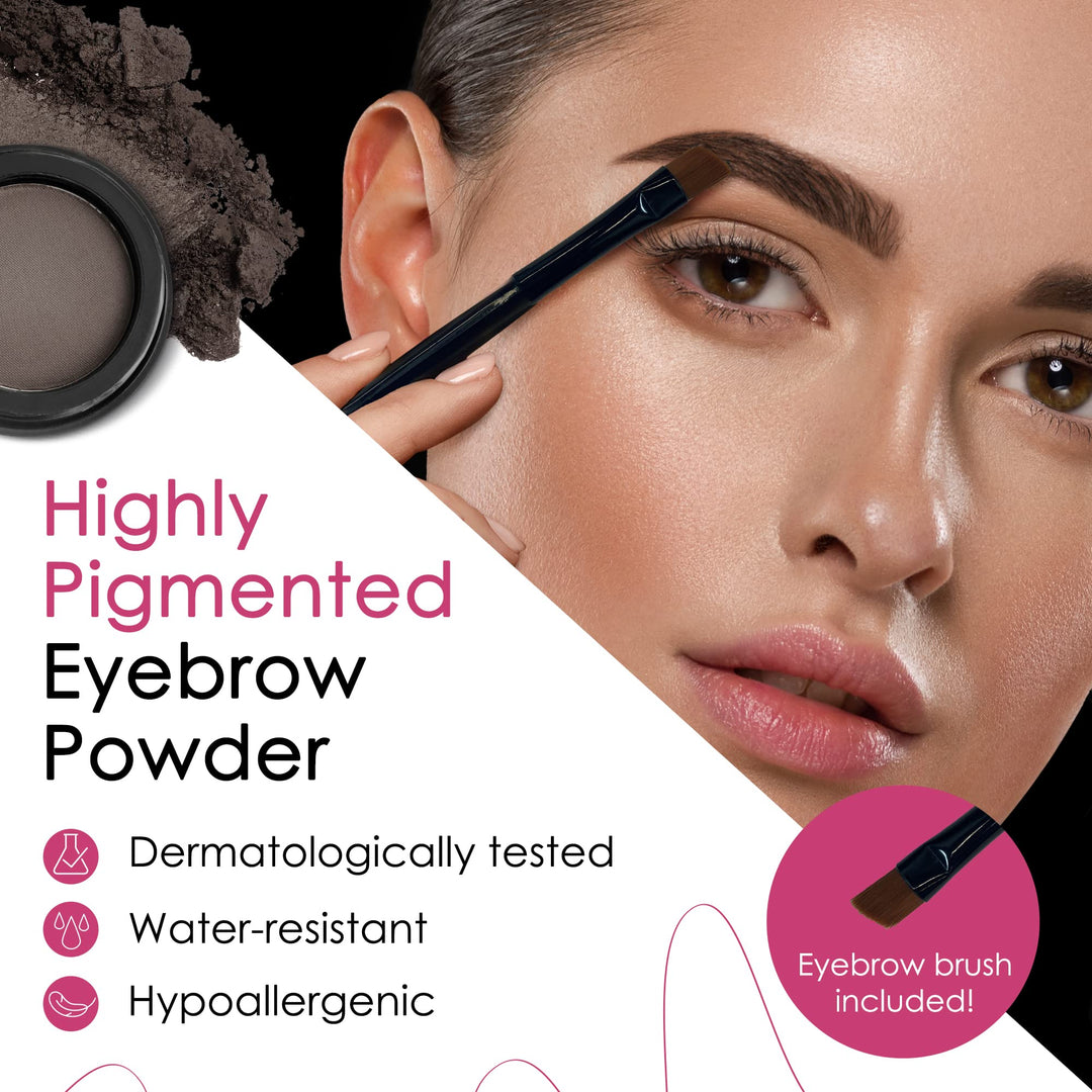 Eyebrow Powder Dark Brown By Marie Jos | Professional Make Up For Perfectly Defined Brows | Box Lasts 6 Months | 100% Satisfaction Guarantee!