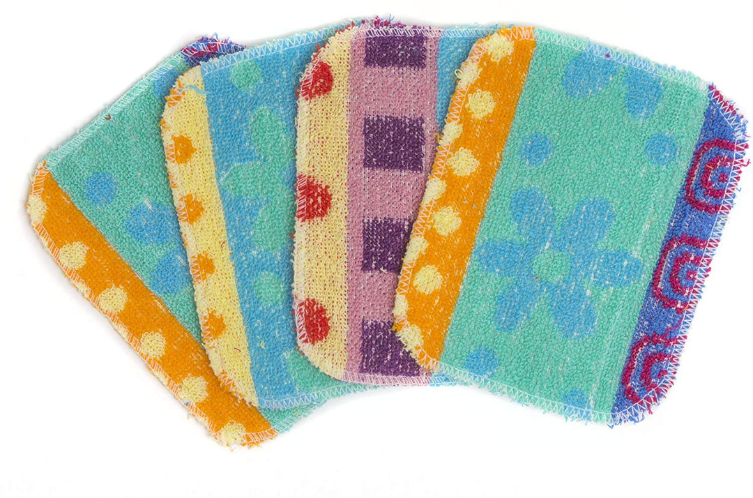 Reusable Dish Scrubber Sponge Set - Non-Scratch Scouring Pads &amp; Scrubbing Cloths Made of Natural Organic Cotton Fibers with Food-Grade Hardener Coating for Kitchen, Bathroom and Household Cleaning (2)