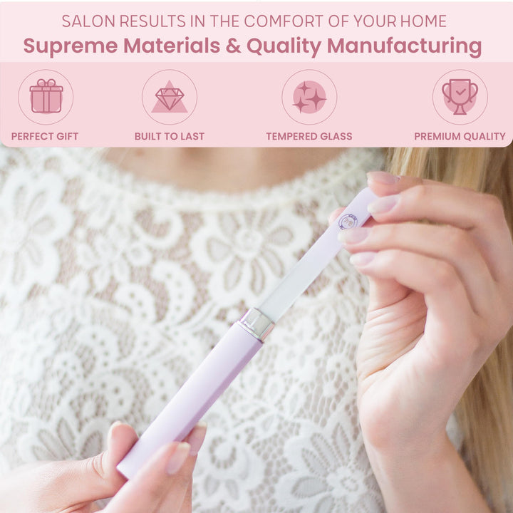 Crystal Nail File - Perfect for Women &amp; Girls - Long Lasting Double Sided Tempered Glass| Professional Salon Manicure/Pedicure Filing Tool, Best for Natural Nails, Pretty Pastel Purple Color with Case