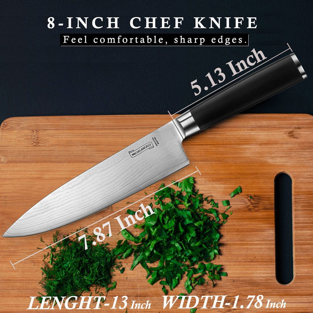 Professional Chef Knife 8 Inch Pro, German High Carbon Stainless Steel with Ergonomic Handle, Japanese Knife, for Kitchen - Inch, Etched Damascus Pattern