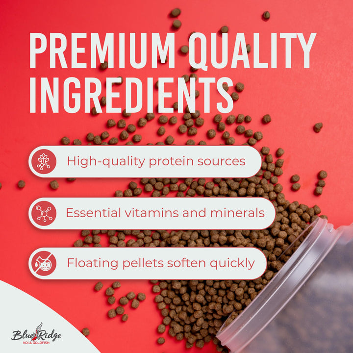 Blue Ridge Koi Fish Food 4.5lb - Koi Food 3/16” Platinum Pro Formula Goldfish Food, Premium Fish Food for Ponds, Floating Pond Pellets Fish Food