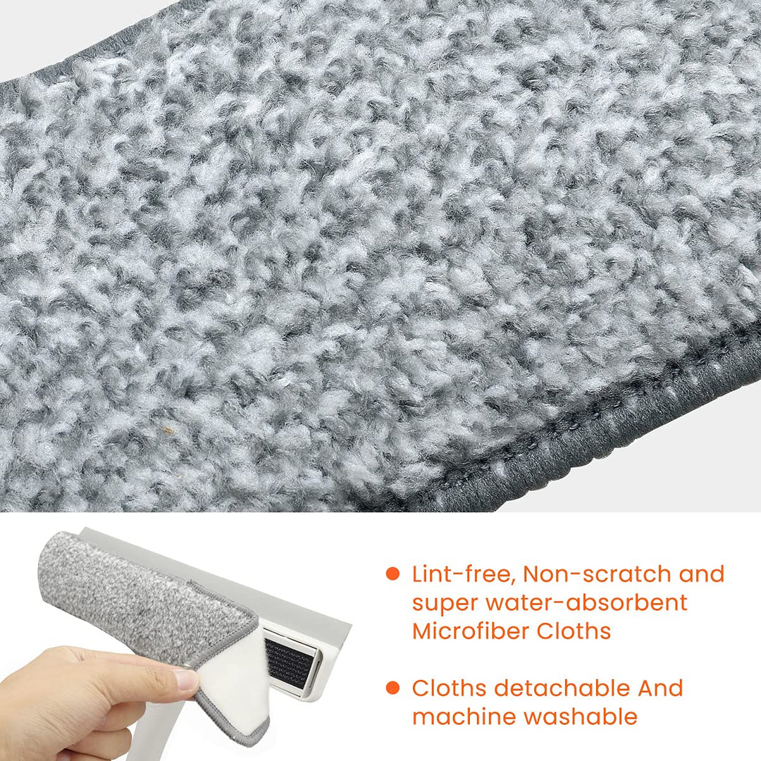 Window Squeegee Cleaner 2 in 1 Window Cleaning Tool with Scrubber Car Windshield Cleaner Kit with Extension Pole Washing Equipment with Microfiber Cloth for Cleaning Indoor/Outdoor Window Glass Door