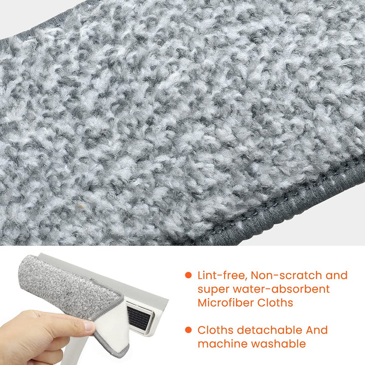 Window Squeegee Cleaner 2 in 1 Window Cleaning Tool with Scrubber Car Windshield Cleaner Kit with Extension Pole Washing Equipment with Microfiber Cloth for Cleaning Indoor/Outdoor Window Glass Door