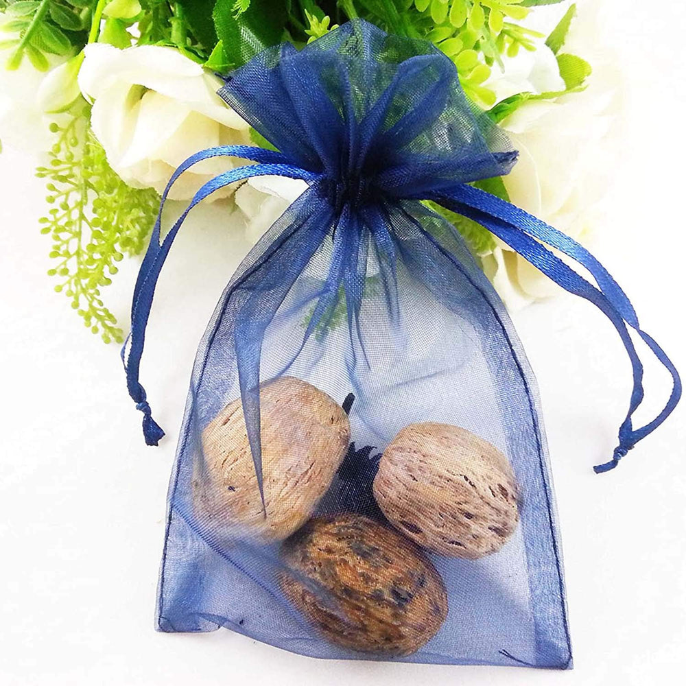 100 Pc 4x6 inch Gift Wrap Bags Navy Blue,Organza Sheer 