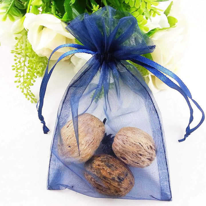 100 Pc 4x6 inch Gift Wrap Bags Navy Blue,Organza Sheer 