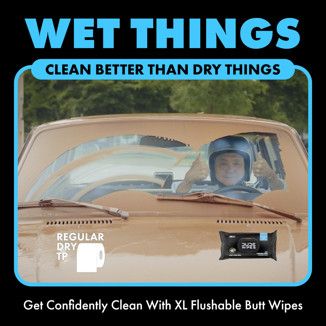 DUDE Wipes Flushable Single Wipes for Travel, Unscented