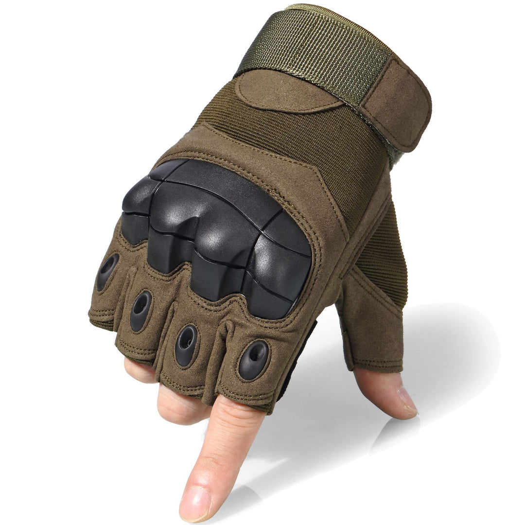 Tactical Gloves Fingerless Half Finger Gloves for Driving Paintball Airsoft Riding Motorcycle Motorbike Hunting Cycling Work Men Women Size X-Large Green