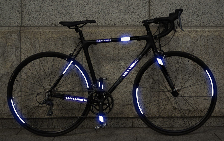 Stripes Full Kit Reflector kit for Bicycle Frame and Wheel Reflect Improve Visibility at Night and Bad Weather (Black)