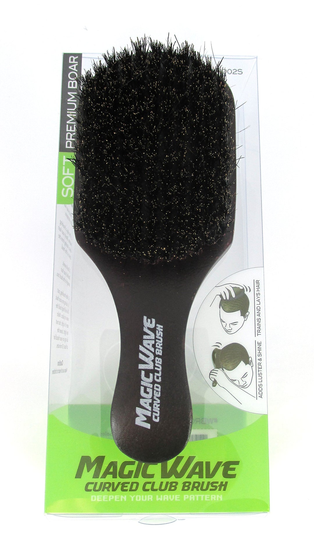 Black Ice Magic Wave 7&#39;&#39; Curved Club Brush Soft Premium Boar by Black Ice