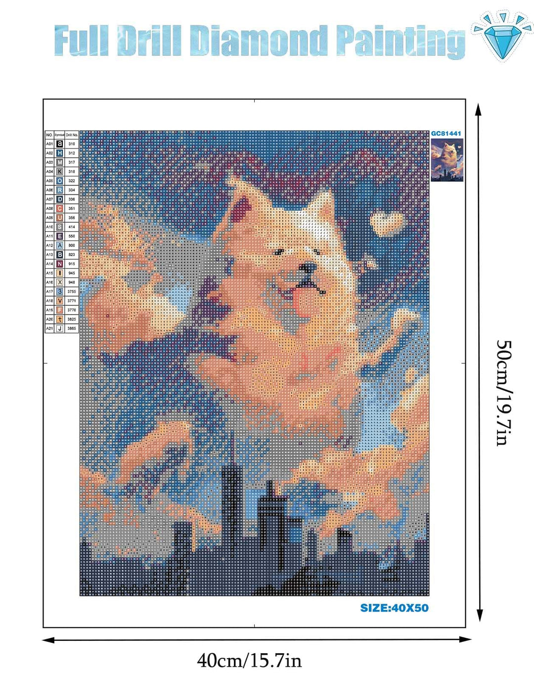 Dog Diamond Painting Kits, 5D Full Drill Anime Diamond Art Painting with Cute Animals, Blue Sky, Perfect for Adults Kids Beginners DIY Crafts, Wall Decoration, Creative Gifts(40×50cm)