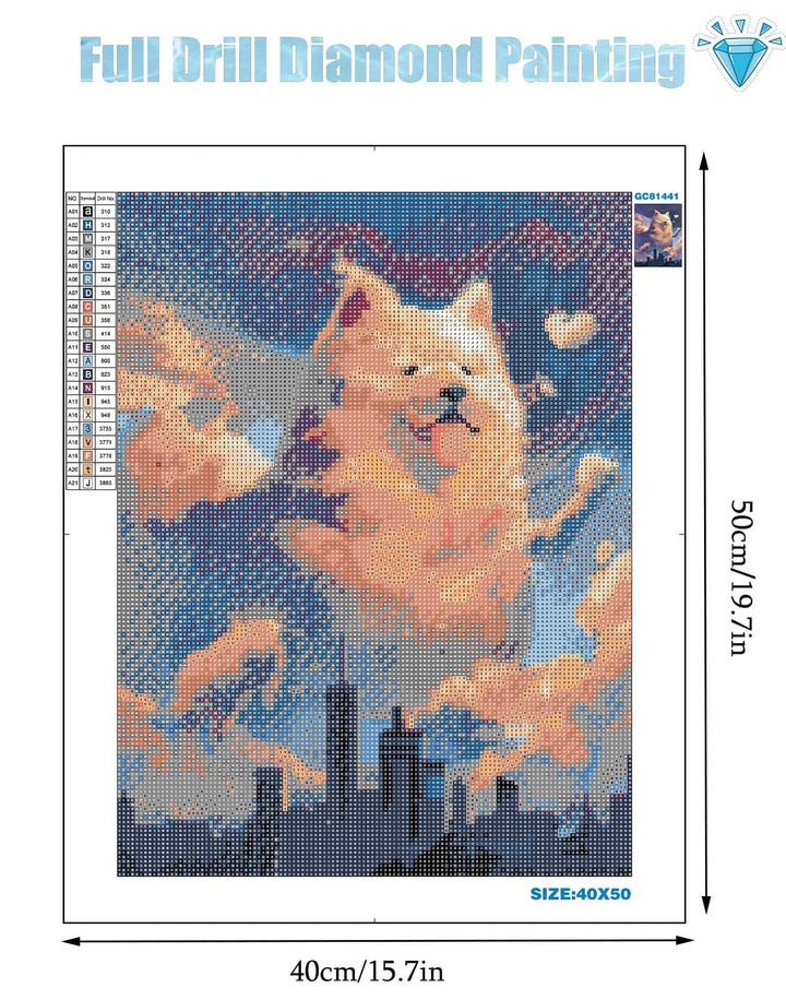 Dog Diamond Painting Kits, 5D Full Drill Anime Diamond Art Painting with Cute Animals, Blue Sky, Perfect for Adults Kids Beginners DIY Crafts, Wall Decoration, Creative Gifts(40×50cm)