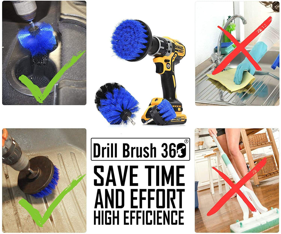 ORIGINAL Drill Brush 360 Attachments 3 pack kit -Blue A