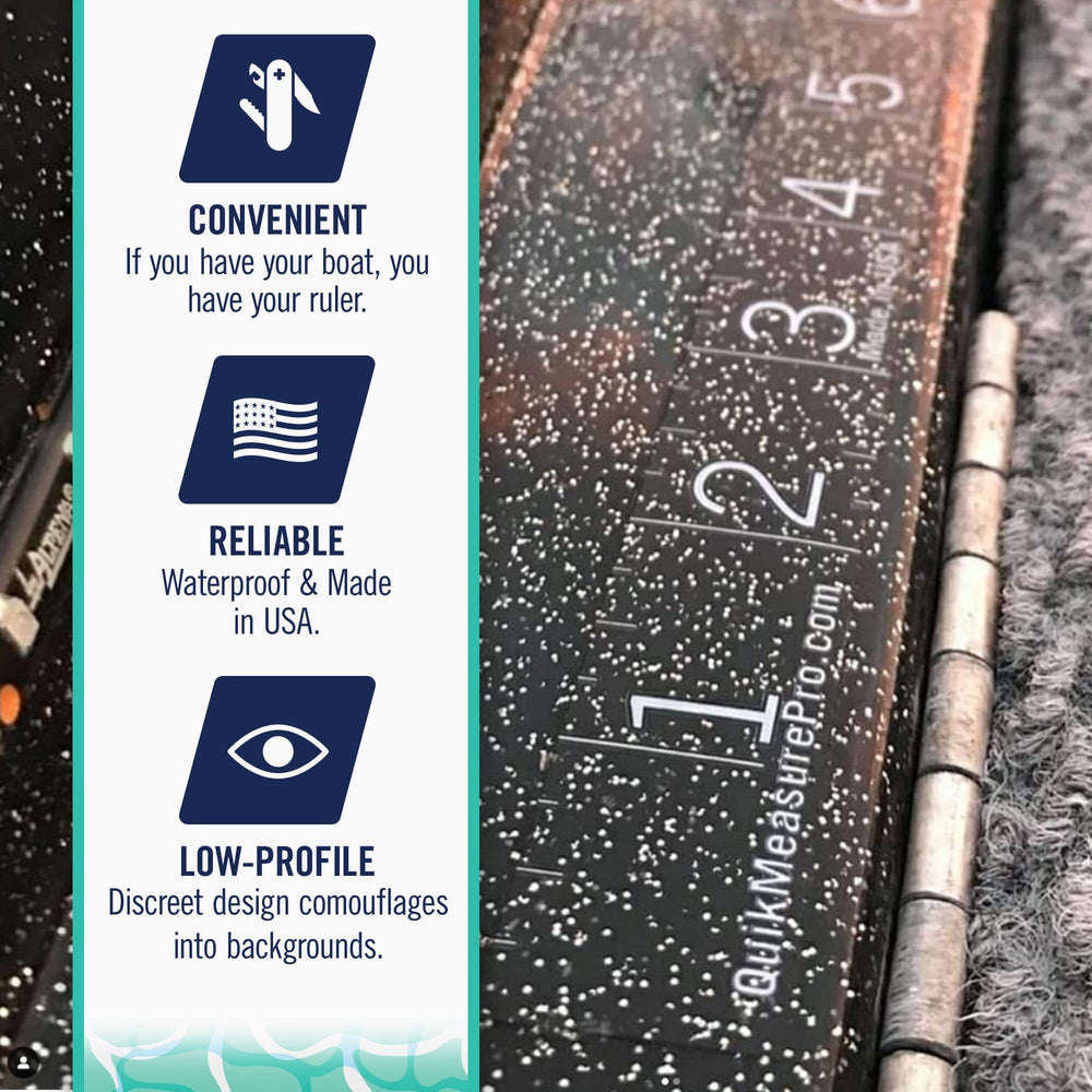 Fish Rulers - 36 Boat Ruler Fish Measuring Sticker - Transparent Waterproof Decal Tape Measure - Made in USA - Clear Discreet Adhesive for Boat, Kayak, Net, Gaff, Table - 36 in