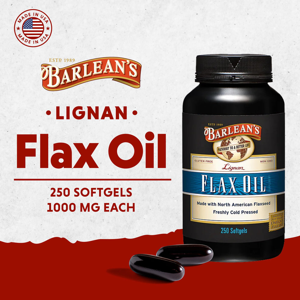 Lignan Flaxseed Oil Softgels, Cold-Pressed Flax Seed Supplement with 1,550 mg ALA Omega-3 Fatty Acids for Joint & Heart Health, 1000mg, 250 ct