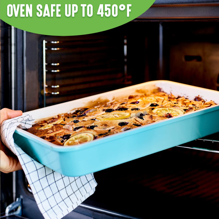 Bakeware Healthy Ceramic Nonstick, 13 x 9 Rectangular Cake Baking Pan, PFAS-Free, Turquoise