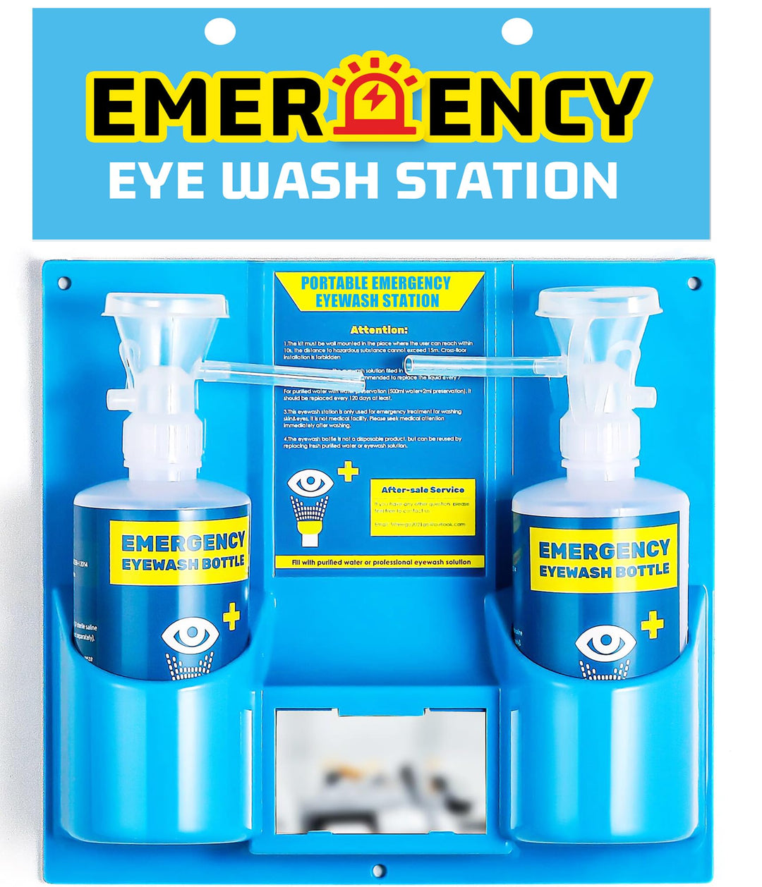 Portable Eye Wash Station with Eyewash Bottles, Emergency Wall Mount Eyewash Station, Self-contained Eye Wash Kit with Mirror&amp;16.09oz Bottles, Emergency Eye Wash Unit, NO Eyewash Solution
