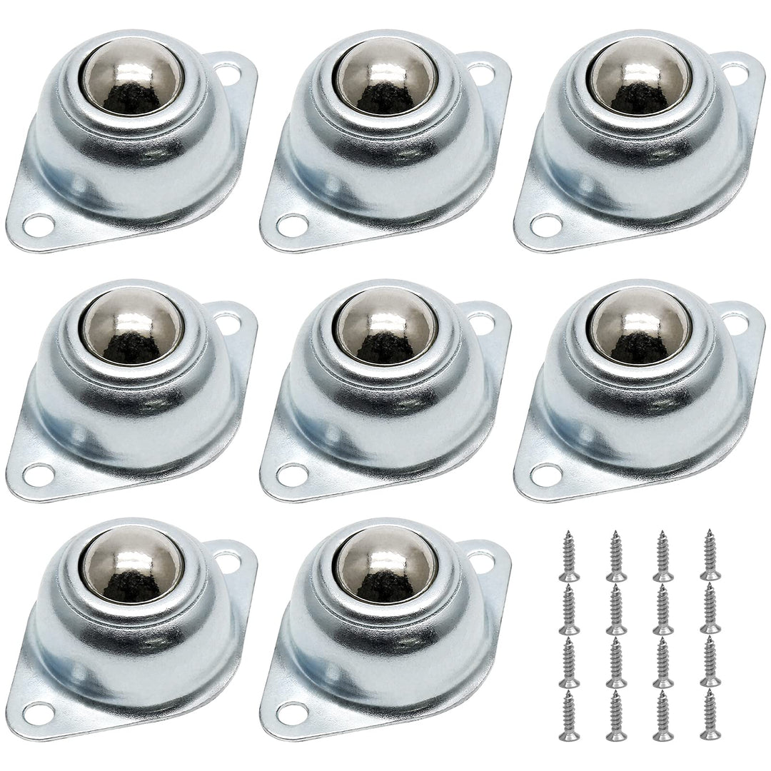 8Pcs 5/8 Roller Ball Transfer Bearings Flange Mounted Ball Transfer Unit for Conveyor, Roller Stand, Transmission, Load Capacity 33 lbs