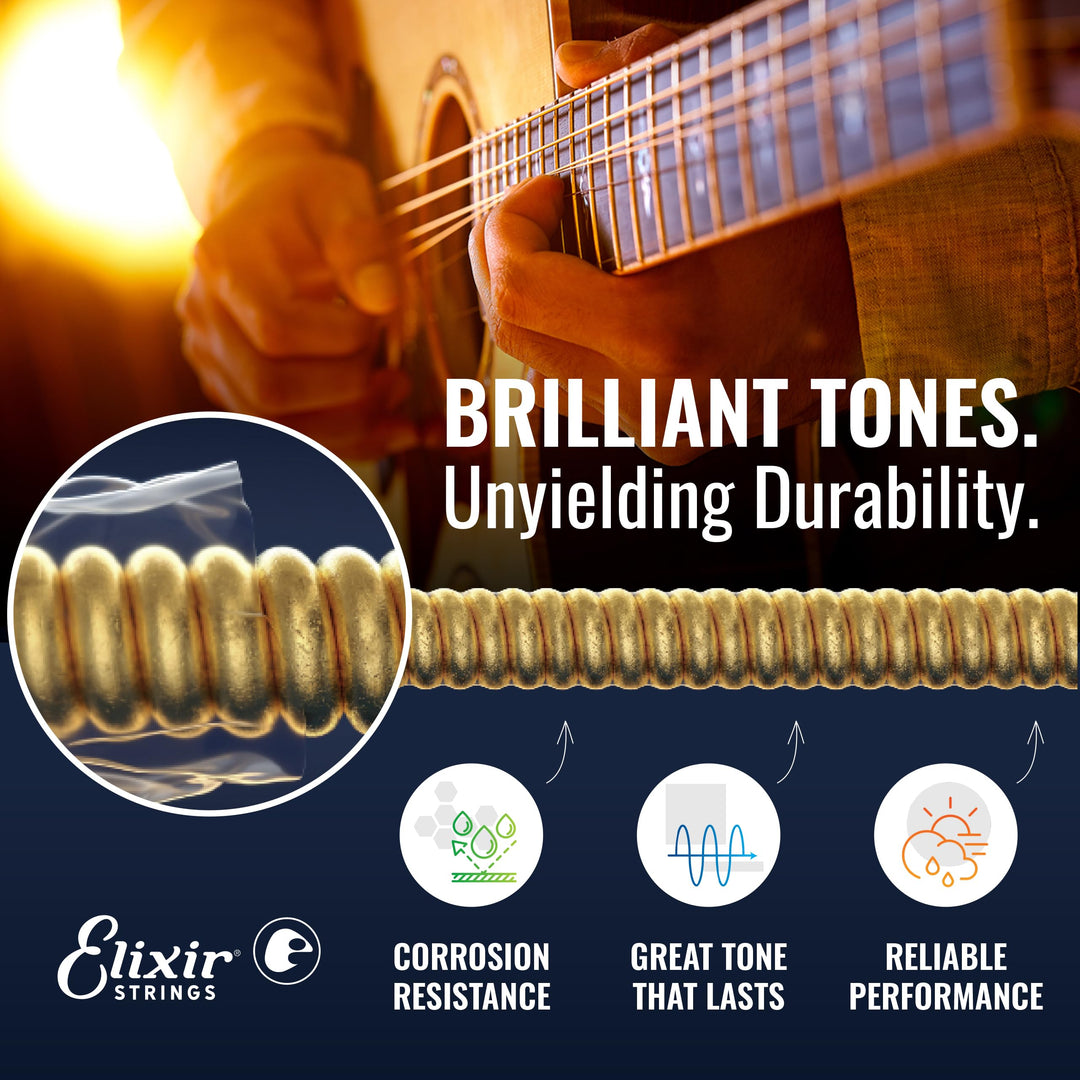 Strings, Acoustic Guitar Strings, Phosphor Bronze with NANOWEB Coating, Longest-Lasting Rich and Full Tone with Comfortable Feel, 6 String Set, Light 12-53