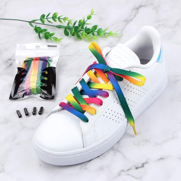 Rainbow Fun Shoelaces for Kids, Girls and Women, Colorful Pastel Shoe Laces with Metal Aglets 1 Pair (39 (100CM), Rainbow)