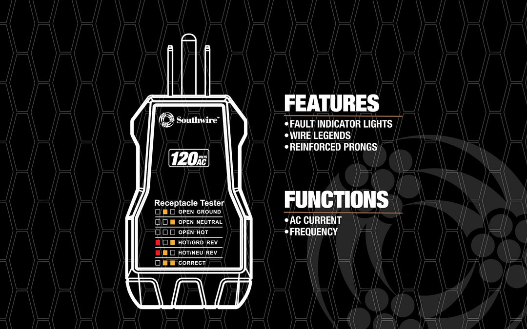 Southwire 40022S Receptacle Tester; Black