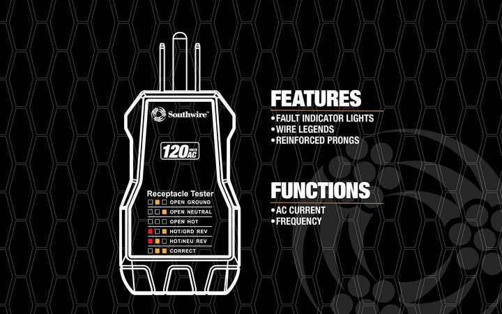 Southwire 40022S Receptacle Tester; Black