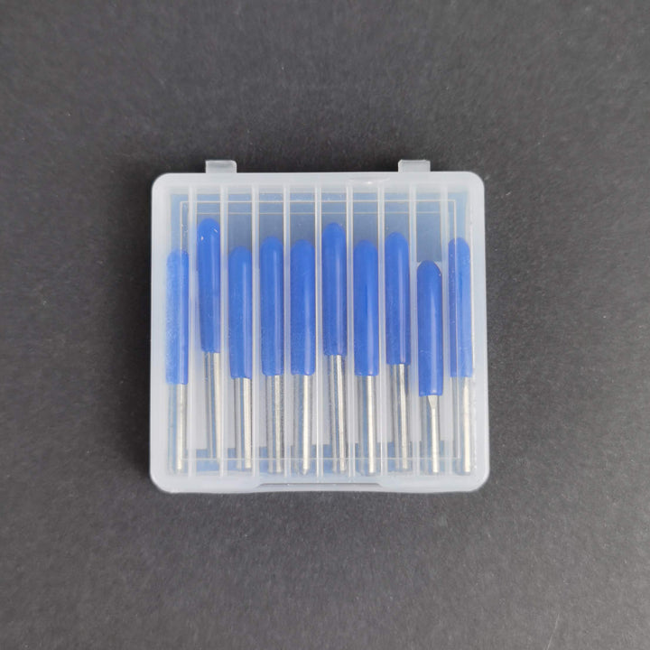 10pcs CNC Router V Bits 20 Degrees 0.1mm Tip, 1/8 Shank 3 Edge Pyramid Engraving End Mill for 3D Milling Cutter PCB Wood PVC Carbon Fiber