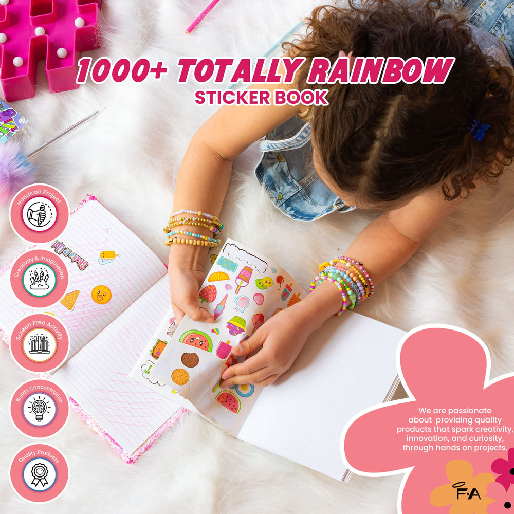 1,000+ Totally Rainbow Sticker Book, Includes Fun & Colorful Craft Stickers, Ideal for Accessorizing Kids & Teens Notebooks, Journals & More