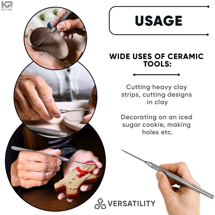 4Pcs Modeling Clay Sculpting Tools Sculpting Tools Modeling Clay Texture Art Tools Stainless Steel Wax Carving Tools - Modeling Clay Artist Pottery Clay for Sculpting Kit Needle Tool Set