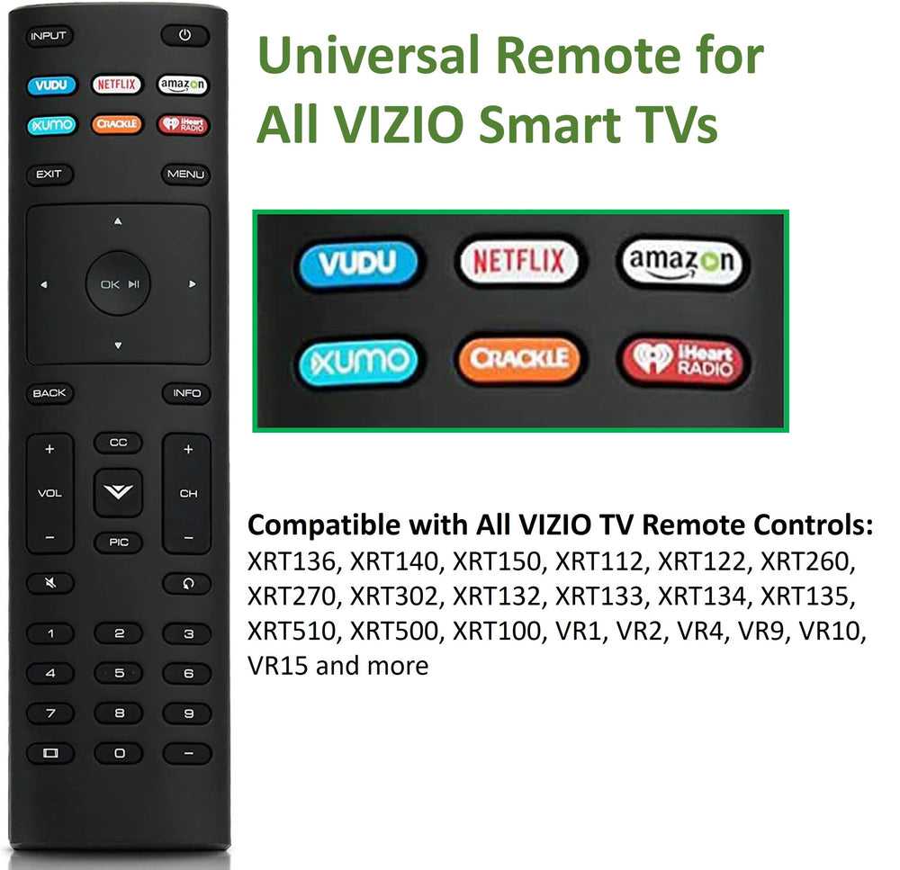 Universal XRT136 Remote Control Works for All Vizio Sma