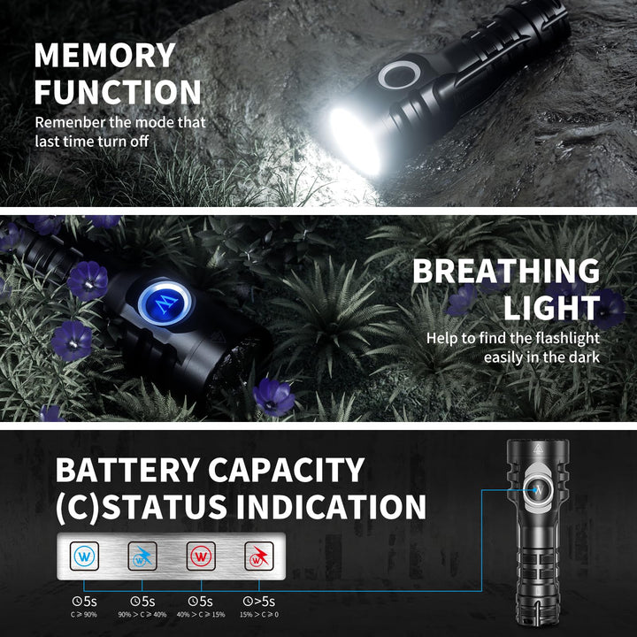 WUBEN E6 Pocket Flashlight Rechargeable 900 High Lumens