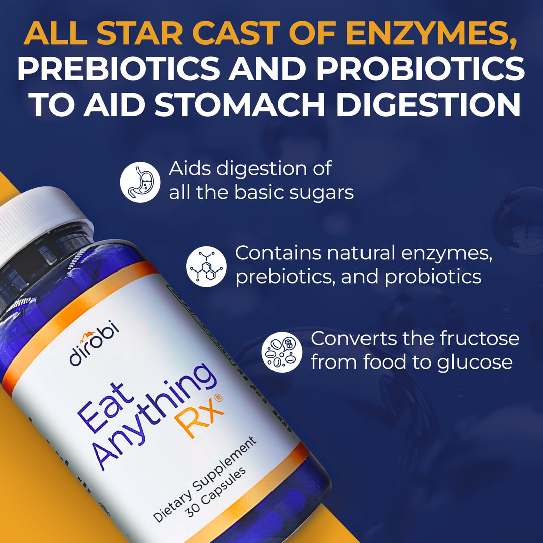 Eat Anything Xylose Isomerase Fructose Malabsorption Enzymes, FODMAP Supplement, Digestive Enzymes for Better Lactose, Fat, Protein &amp; Carbohydrate Digestion Gas &amp; Bloating Relief 120 Capsules