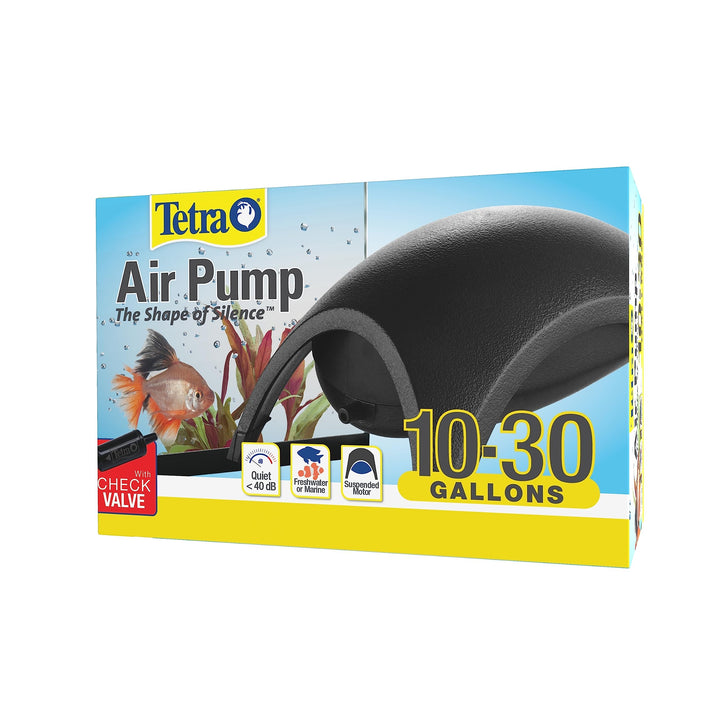 Whisper Air Pump, For aquariums, Quiet, Powerful Airflow,Black