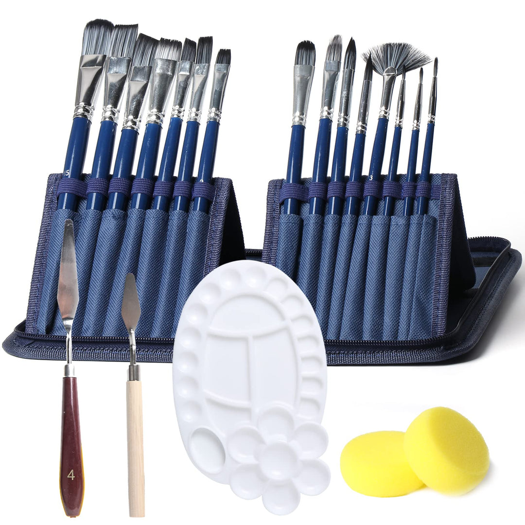 Paint Brush Set, 21PCS Painting Brushes for Acrylic Oil Watercolor Canvas Gouache Easter, Paint Brushes Set for Kids and Adult