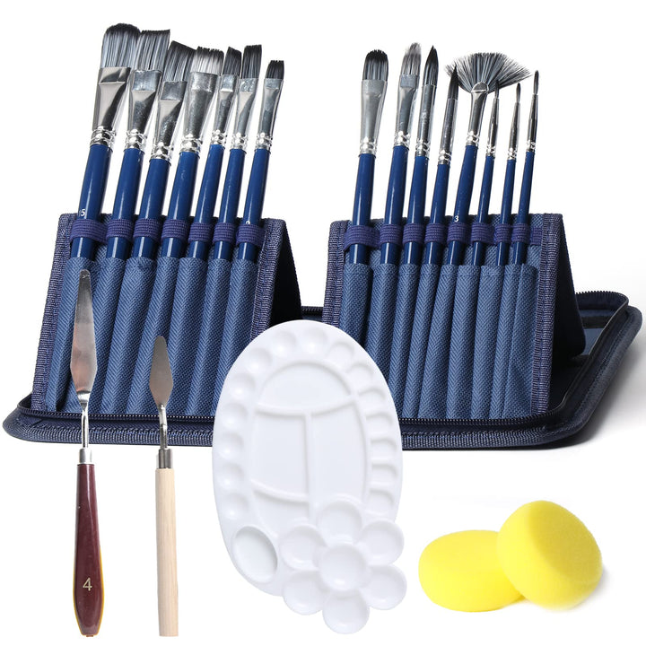 Paint Brush Set, 21PCS Painting Brushes for Acrylic Oil Watercolor Canvas Gouache Easter, Paint Brushes Set for Kids and Adult