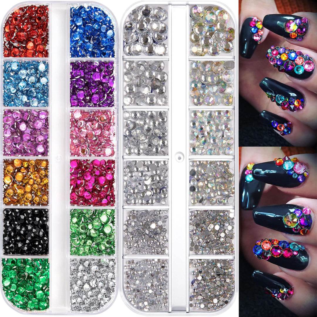 4580 Pieces Rhinestones for Nails Face Gems Makeup Rhinestones for Eyes Flatback Rhinestones Art Decoration Crafts DIY Nails Art Clothes Shoes Bags Decoration