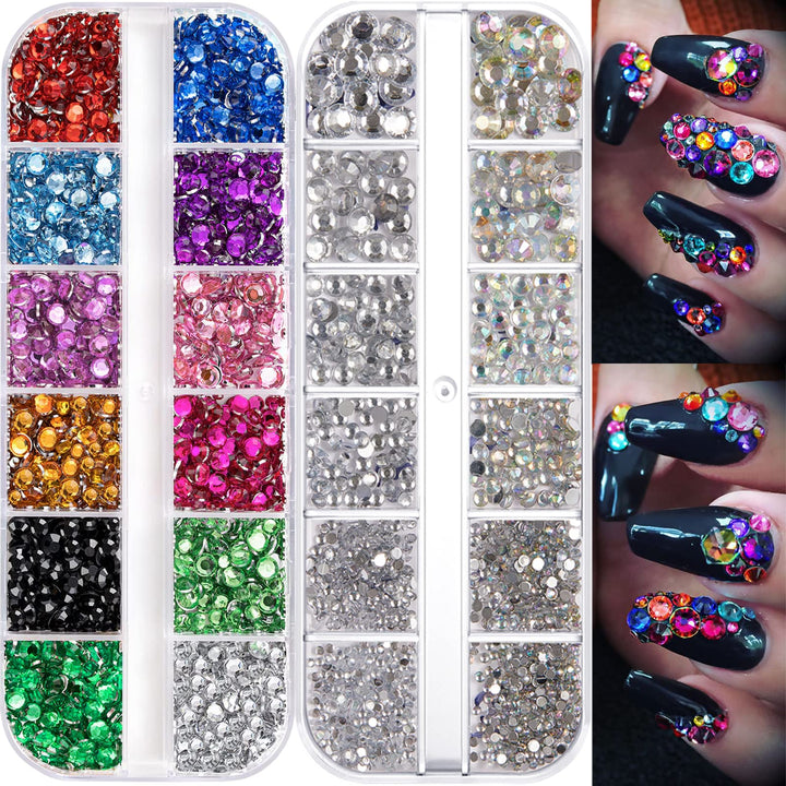 4580 Pieces Rhinestones for Nails Face Gems Makeup Rhinestones for Eyes Flatback Rhinestones Art Decoration Crafts DIY Nails Art Clothes Shoes Bags Decoration