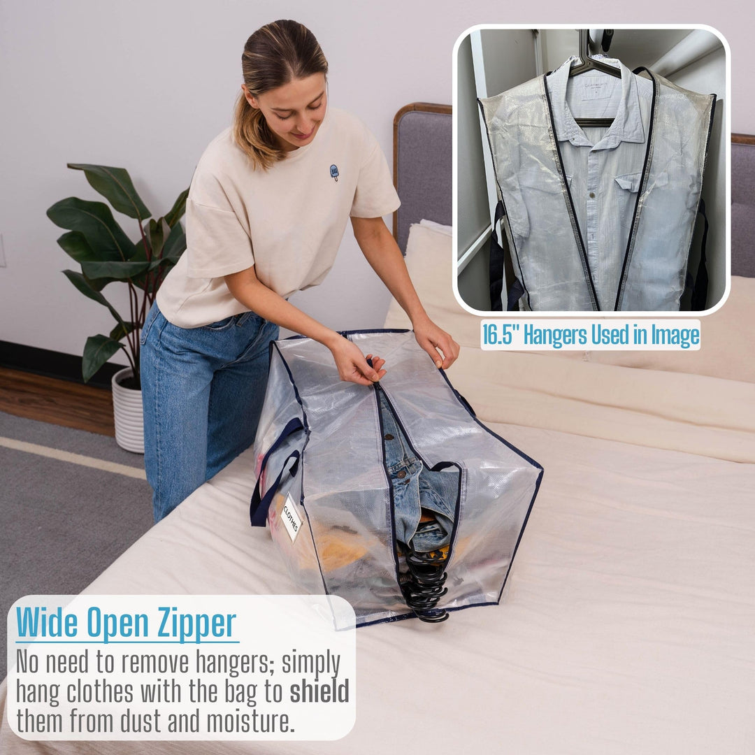 8 Pack Moving Bags w/Backpack Straps, Moving Boxes &amp; Storage Bins Alternative, Packing Supplies, Camping Accessories Totes for Storage, Dorm Room Essentials Storage Bags (Clear, 8 Pack)