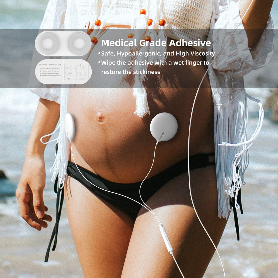 Mosalogic Baby Bump Headphone Pregnancy Headphones Belly Speaker Play Music Voice Story for Baby in The Womb Pregnancy Gift for Mom to Be