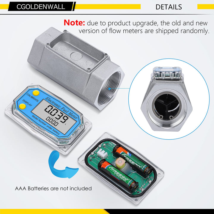 2-Inches Water Meter Turbine Fuel Flow Meter Digital Flowemeter for Diesel Kerosene, Flow Rate Metering Range 15-158 GPM, Al-Alloy Made