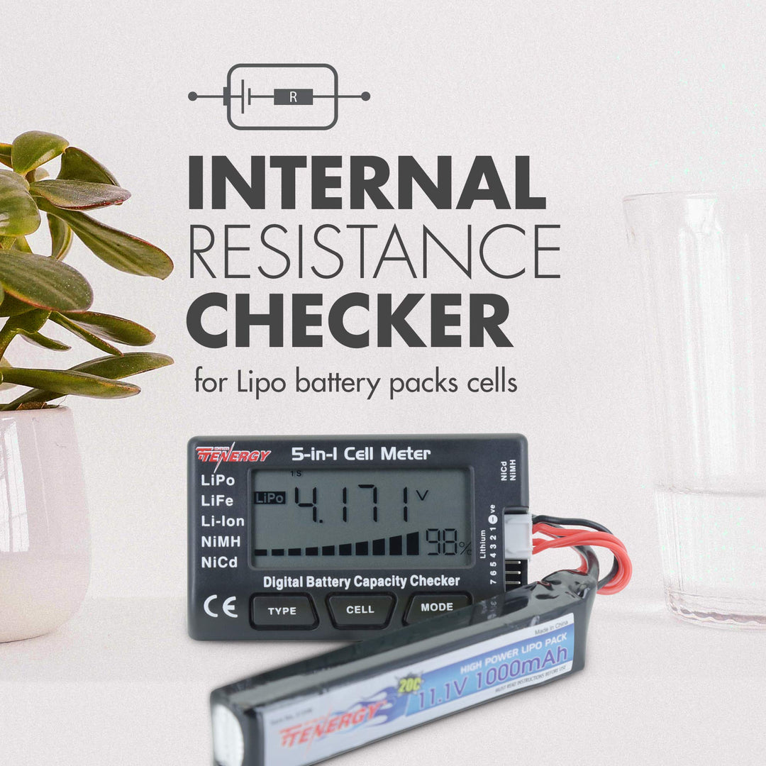 Tenergy 5-in-1 Battery Meter, Intelligent Cell Meter Di