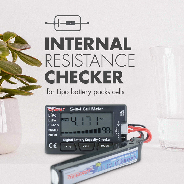 Tenergy 5-in-1 Battery Meter, Intelligent Cell Meter Di