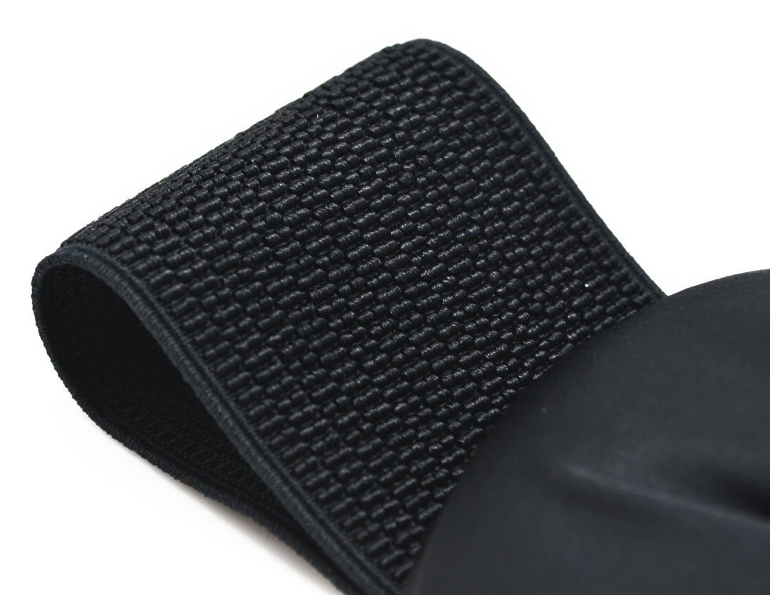 Meta-U Women Flower Elastic Wide Waist Belt (black bow)